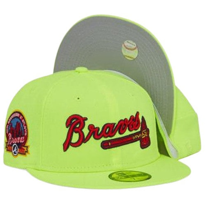 New Era Atlanta Braves Tomahawk Neon Yellow/Red 40th Anniversary 59FIFTY Fitted Hat