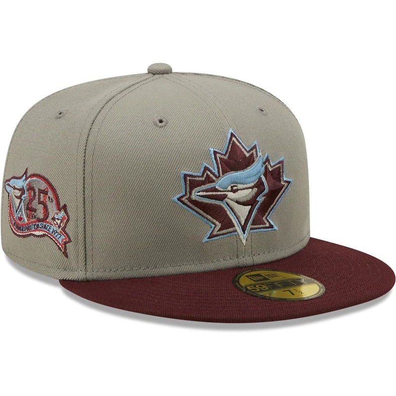 New Era Toronto Blue Jays Misty Maroon 25th Anniversary Blue Undervisor 59FIFTY Fitted Hat