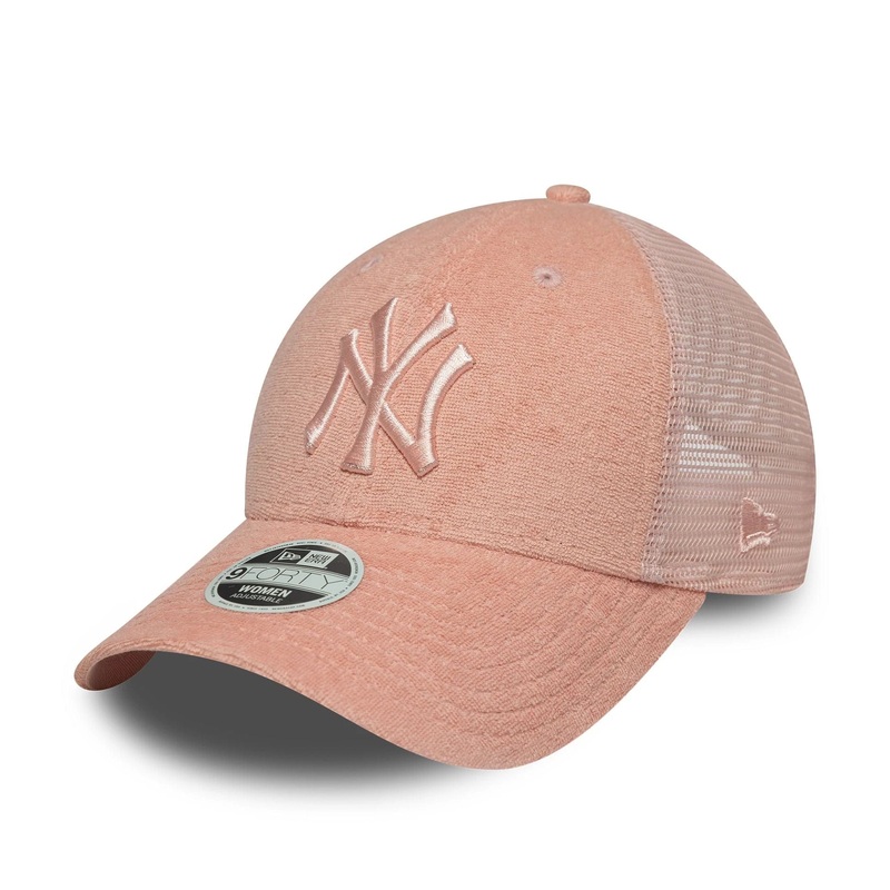 New York Yankees Womens Fabric Pastel Pink 9FORTY Trucker Adjustable Cap OSFM