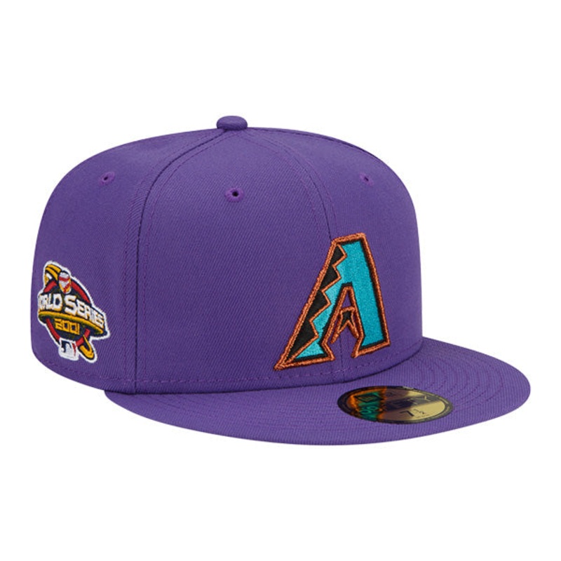 Arizona Diamondbacks 2001 World Series New Era Exclusive 59Fifty Fitted Hat -Purple/Gray UV 7