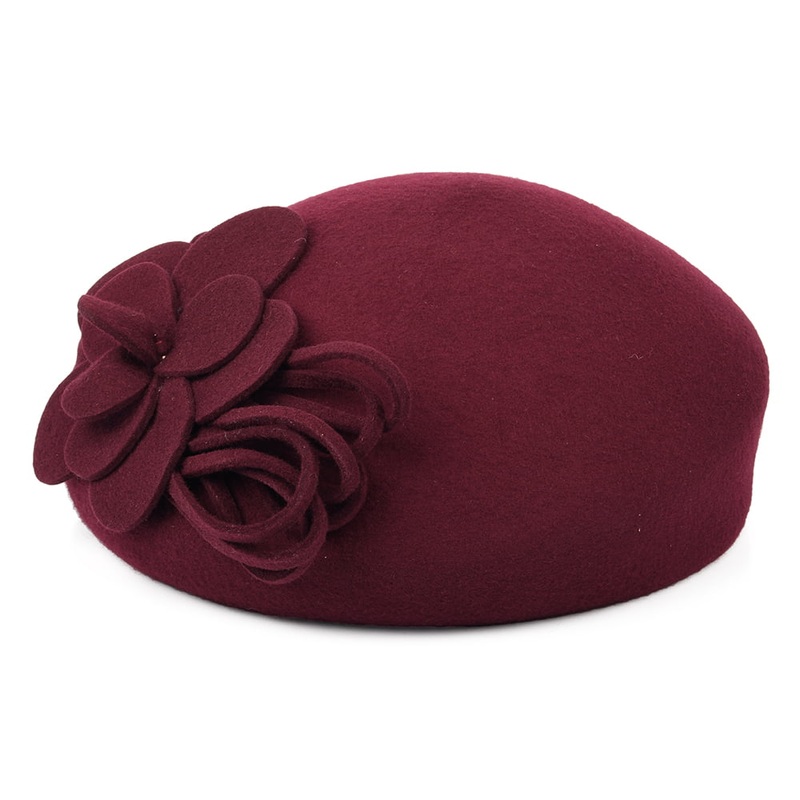 Failsworth Hats Flower Pillbox Hat – Merlot 1-Size