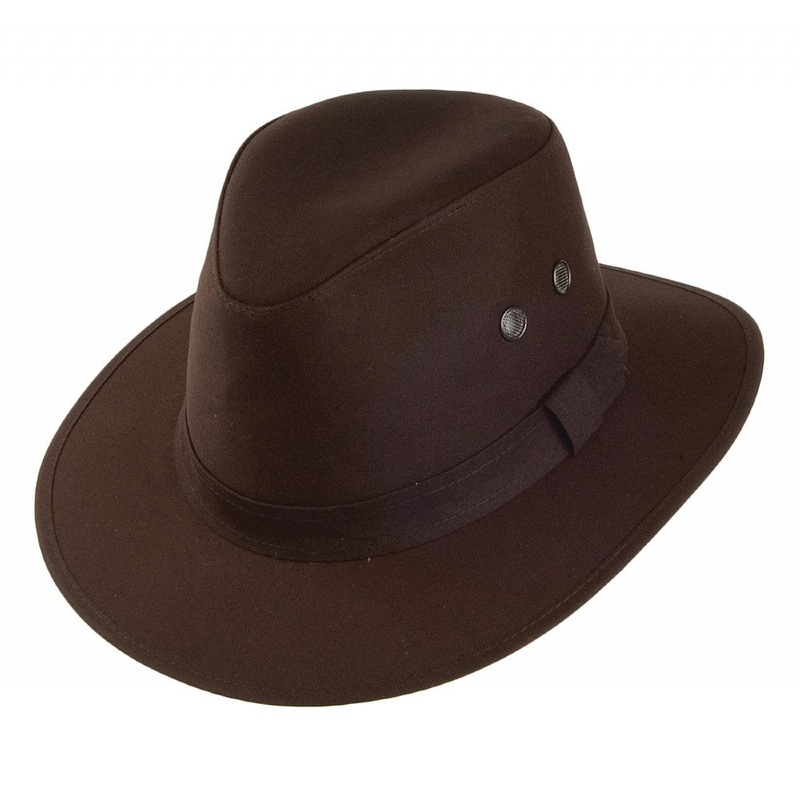 Failsworth Hats Waxed Drifter Water Repellent Fedora Hat – Brown S