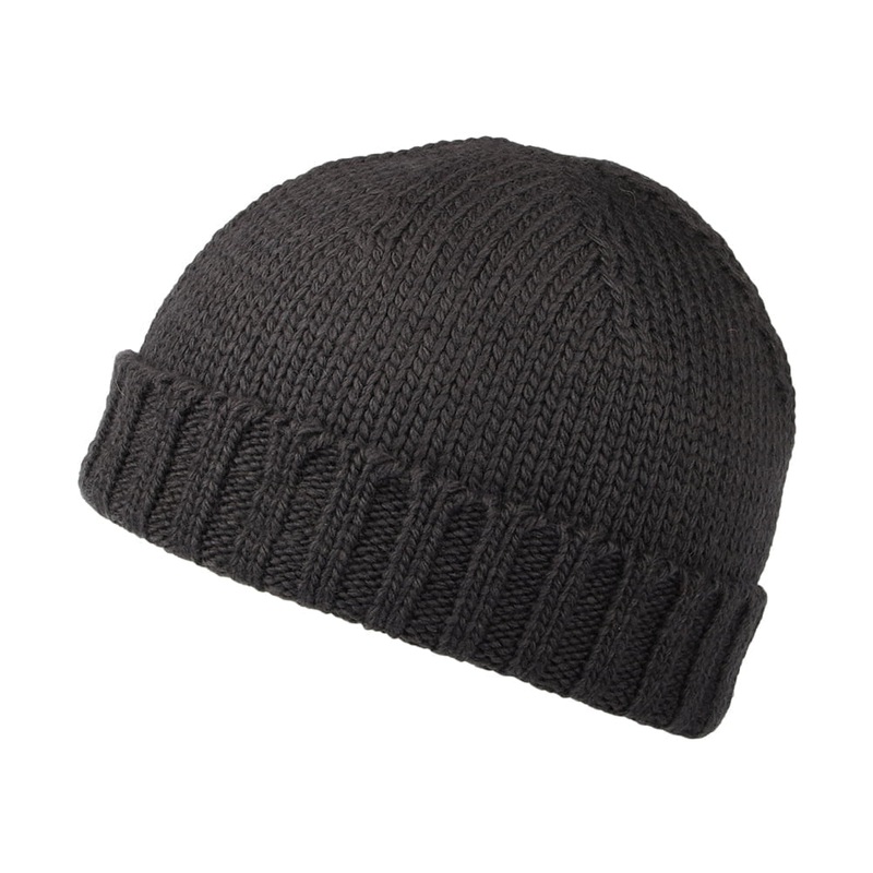 Kusan Merino Wool Fisherman Beanie Hat – Charcoal 1-Size