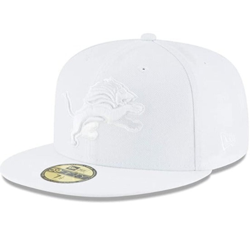 New Era Detroit Lions White on White 59FIFTY Fitted Hat