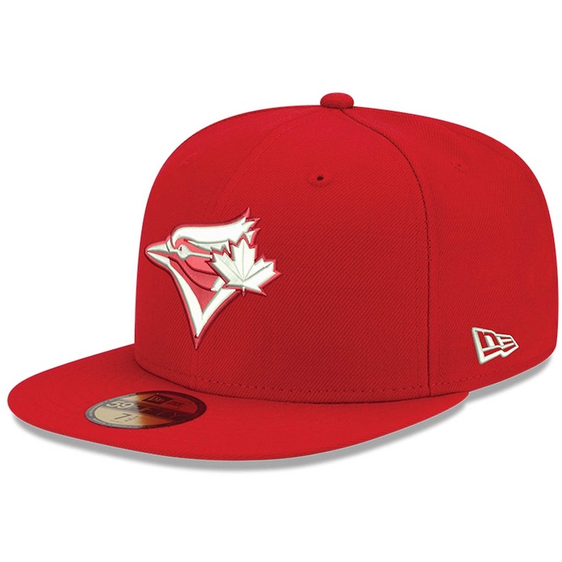 New Era Red Toronto Blue Jays Logo White 59FIFTY Fitted Hat