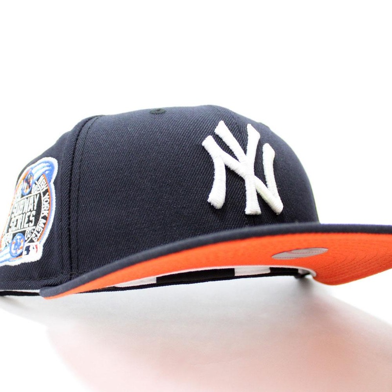 New York Yankees Subway 2000 World Series New Era 59Fifty Fitted Hat V2 (Navy Orange Under Brim) 7