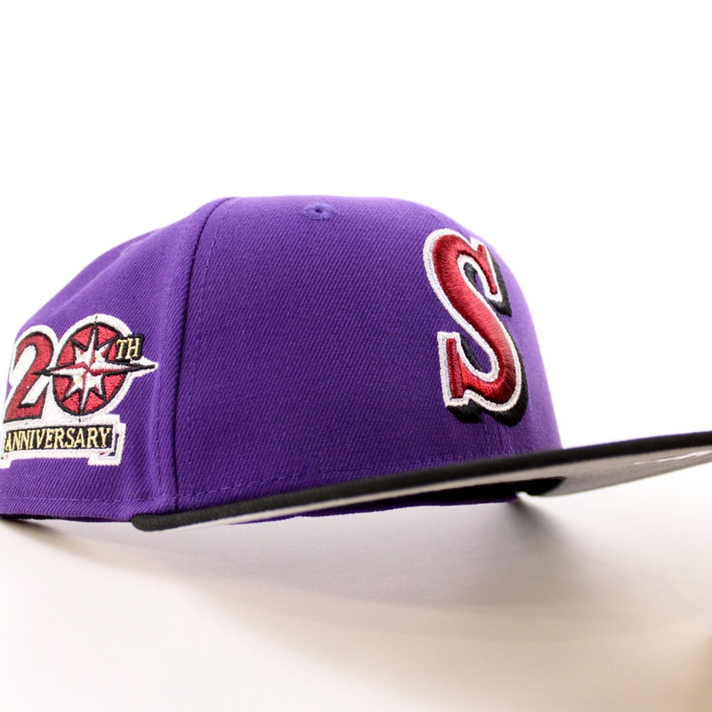 Seattle Mariners 20th Anniversary New Era 59Fifty Fitted Hat (Purple Black Gray Under Brim) 7