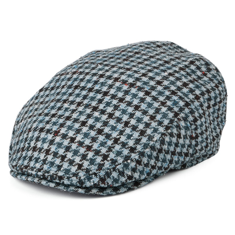 Stetson Hats Kent Houndstooth Silk-Virgin Wool Flat Cap – Blue 56