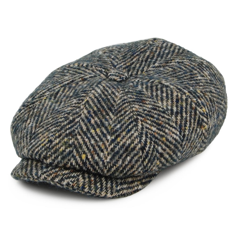Stetson Hatteras Herringbone Wool Newsboy Cap – Emerald 55