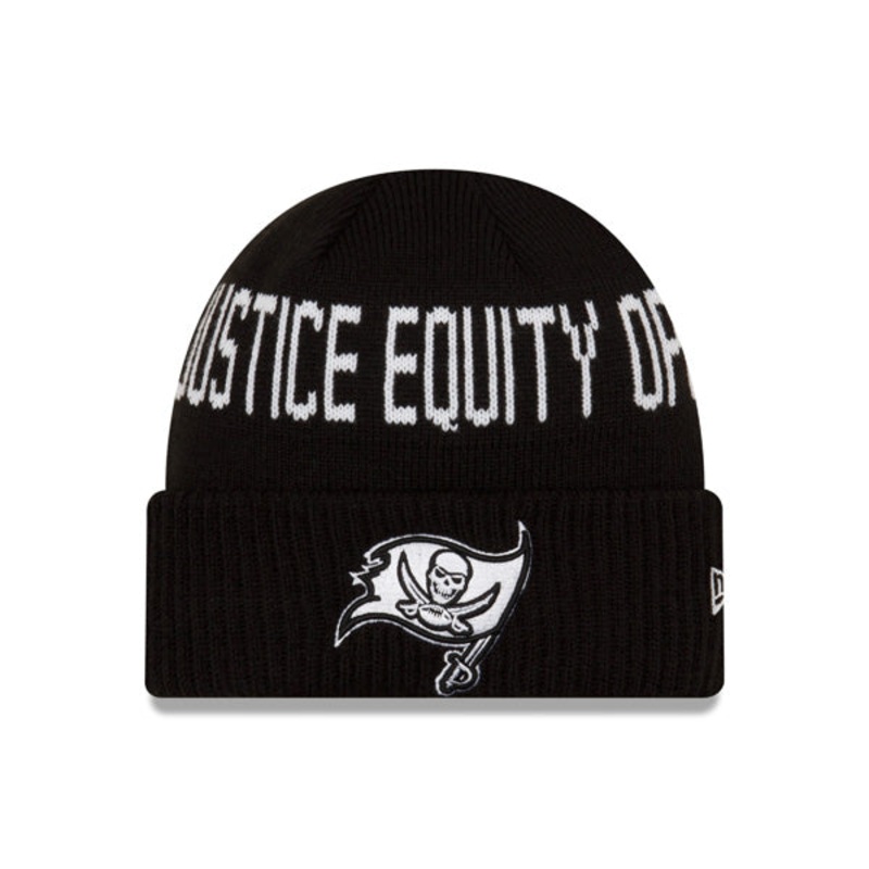 Tampa Bay Buccaneers NFL Exclusive New Era TEAM SOCIAL JUSTICE Cuffed Knit Hat – Black