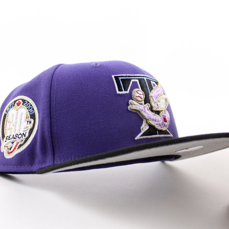 Toronto Blue Jays 30th Anniversary New Era 59Fifty Fitted Hat (Orchid Black Gray Under Brim) 6 7/8