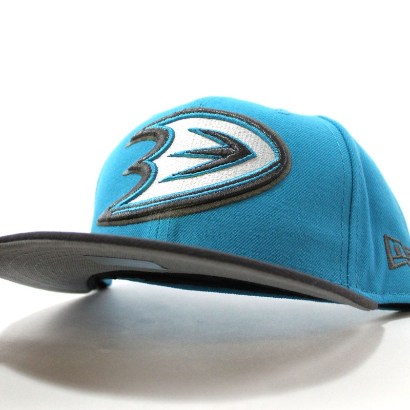 ANAHEIM DUCKS New Era 59Fifty Fitted Hat (BLUE JEWEL STORM GRAY Gray Under Brim) 7