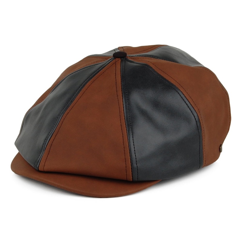 Brixton Hats Brood Multi-Panel Newsboy Cap – Brown-Black Small-56cm
