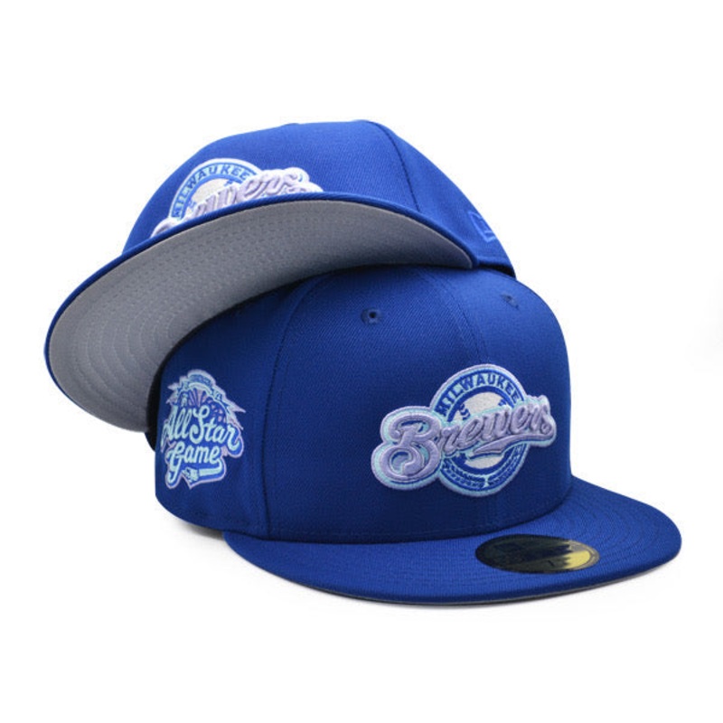 Milwaukee Brewers 2002 ALL-STAR GAME EXCLUSIVE New Era 59Fifty Fitted Hat  Royal/Lavender 7