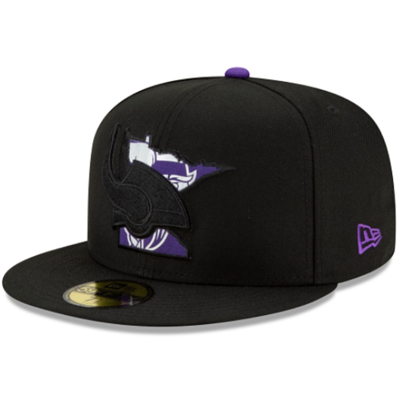 New Era Minnesota Vikings State Logo Reflect Purple Bottom Fitted Hat