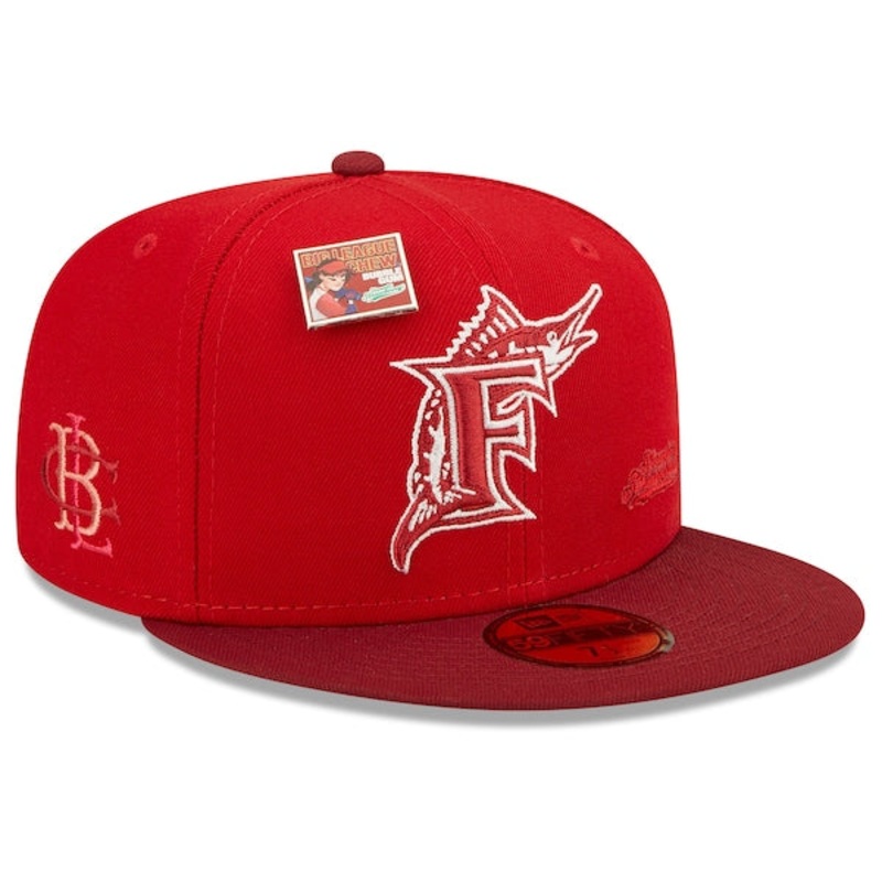 New Era MLB x Big League Chew  Florida Marlins Slammin’ Strawberry Flavor Pack 59FIFTY Fitted Hat – Scarlet/Cardinal