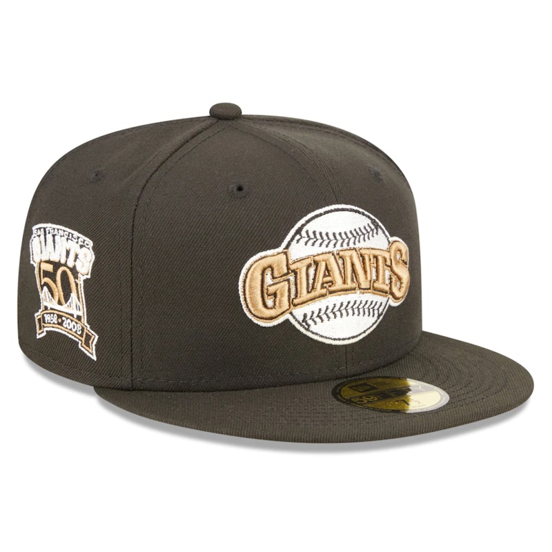 New Era San Francisco Giants Black 50th Anniversary Wheat Undervisor 59FIFTY Fitted Hat