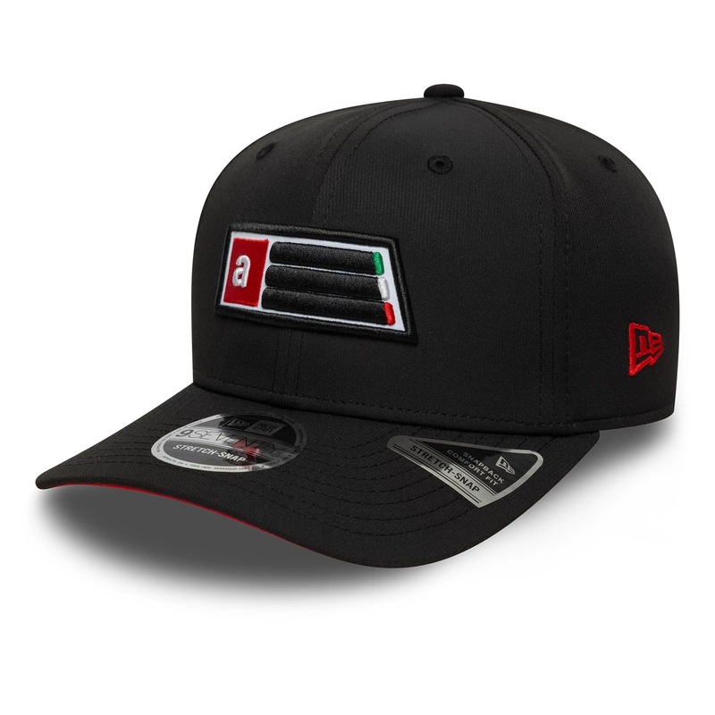 Recycled Aprilia Patch Black 9SEVENTY Stretch Snap Adjustable Cap OSFM