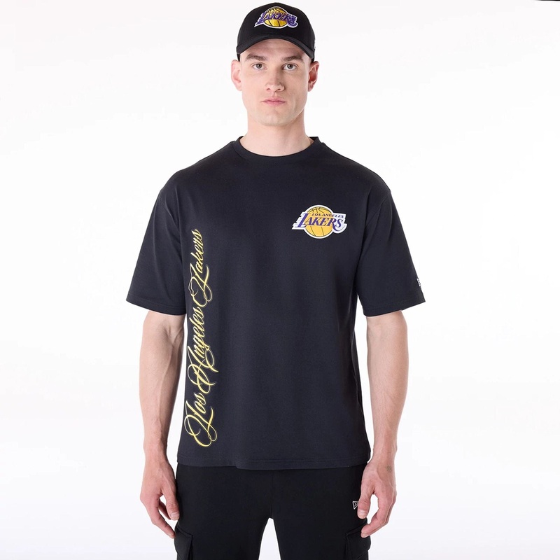 LA Lakers NBA Font Graphic Black T-Shirt XS