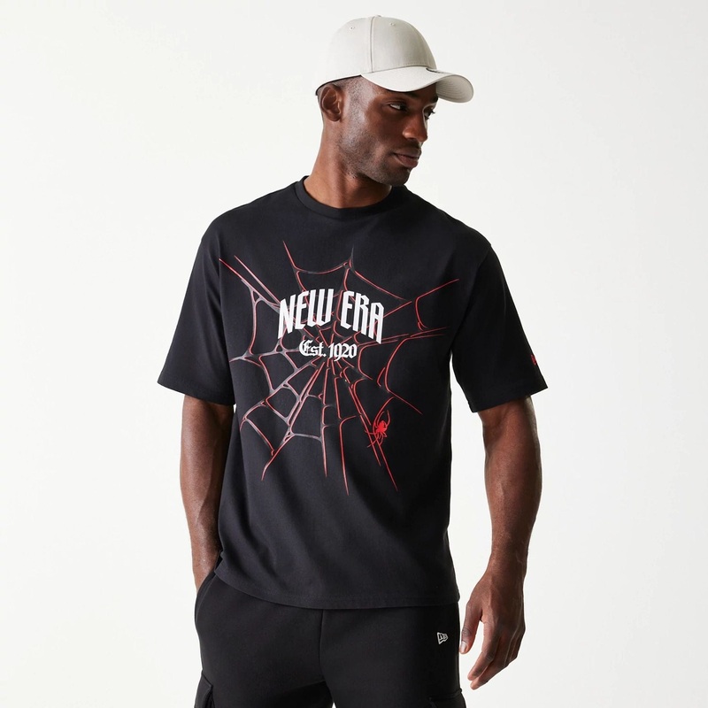 New Era Spiderweb Black Oversized T-Shirt XS