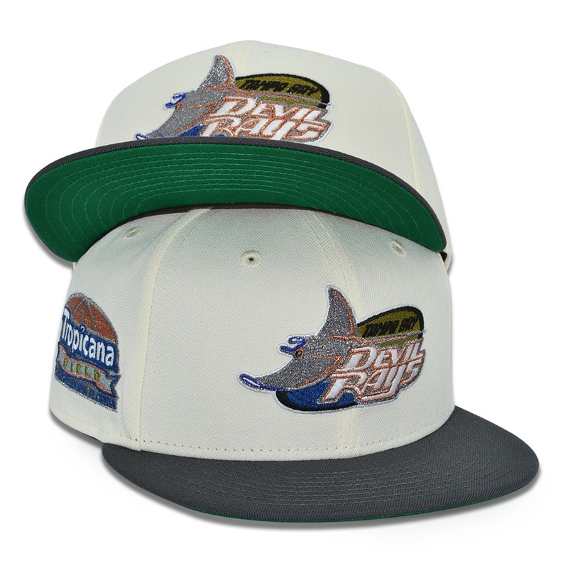 Tampa Bay Devil Rays “CLOSE KNIT” Exclusive New Era 59Fifty Fitted Hat – Chrome/Dark Graphite 6 7/8