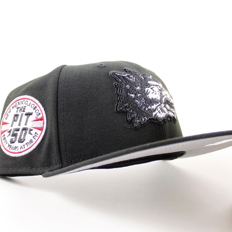 University of New Mexico Lobos the Pit 50th New Era 59Fifty Fitted Hat (Black Gray Under Brim) 6 7/8