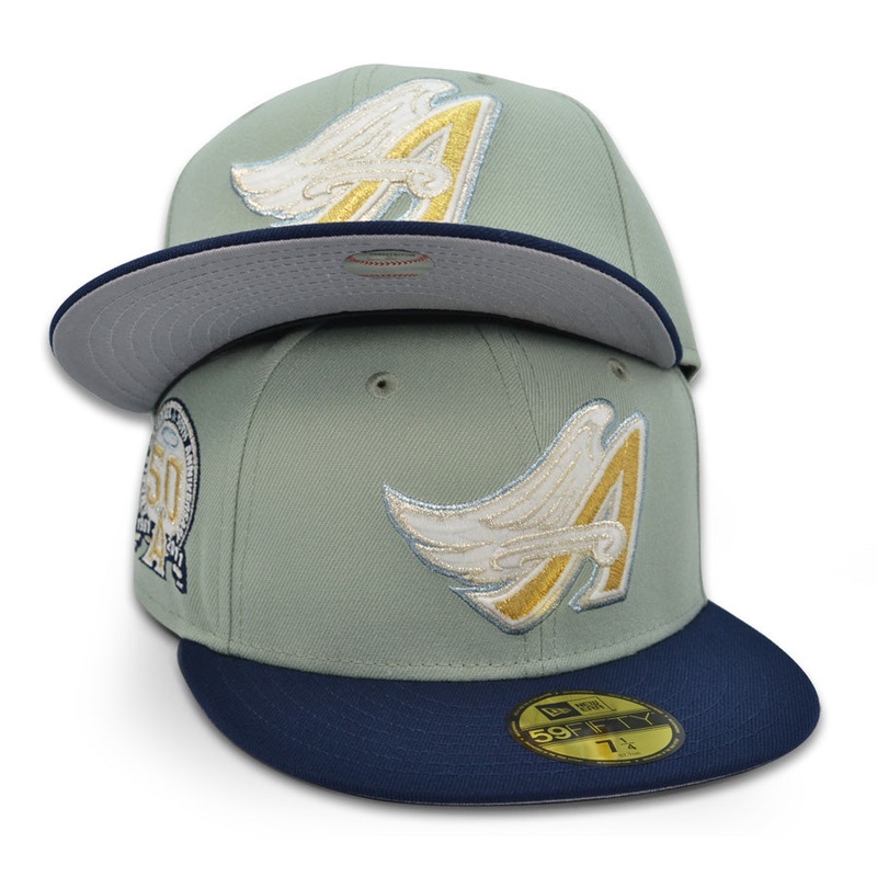 Anaheim Angels “LOW’S ANGELS” 50th Anniversary Exclusive New Era 59Fifty Fitted Hat – Kool Green/Navy 6 7/8
