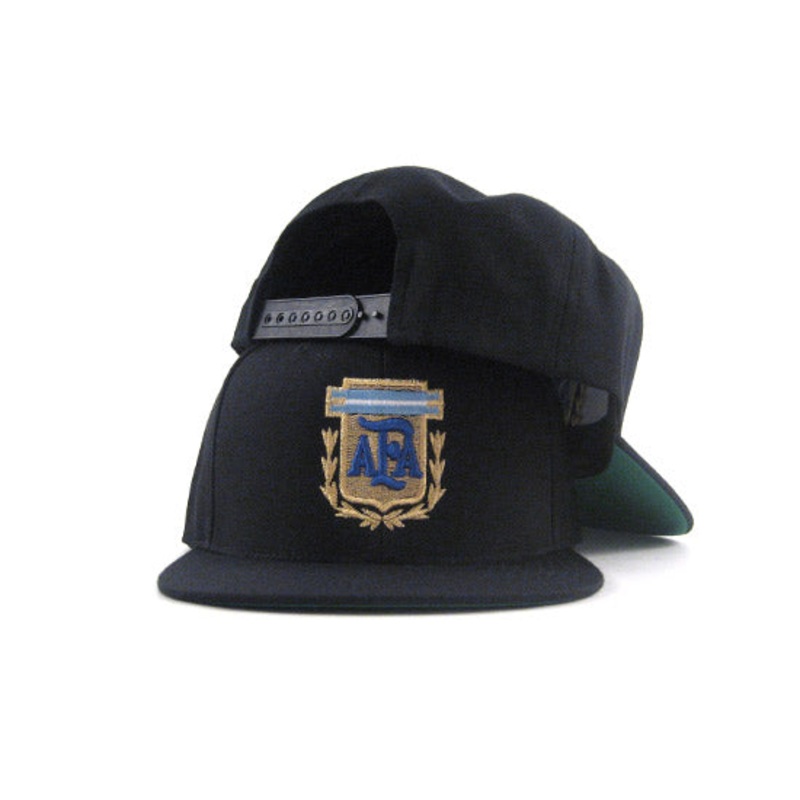 Argentina Crest Snapback Hat (BLACK GREEN UNDER BRIM) One Size