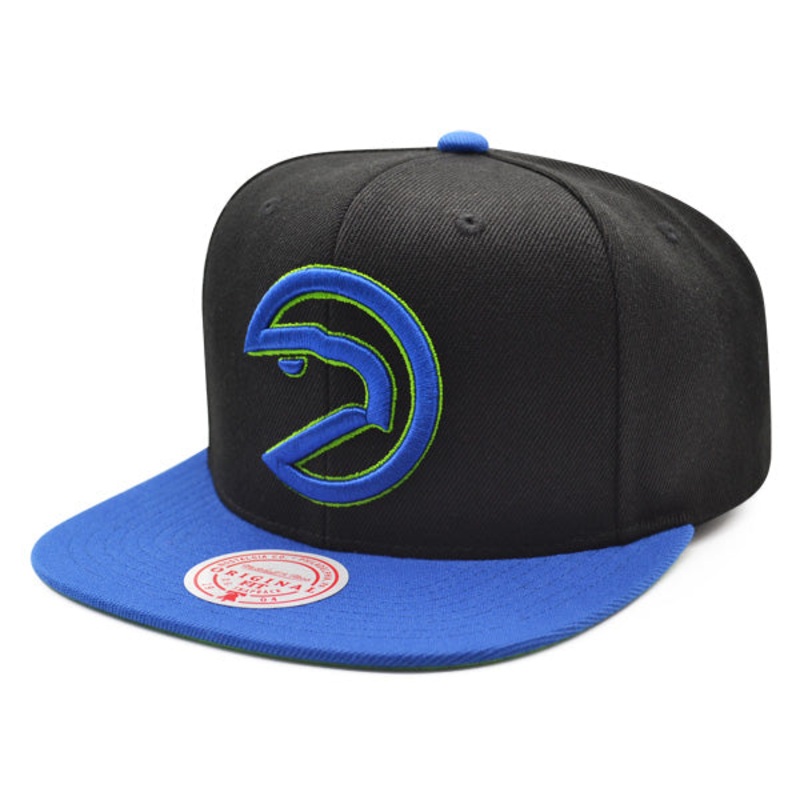 Atlanta Hawks Mitchell & Ness RELOAD Snapback NBA Hat – Black/Royal/Lime Bottom