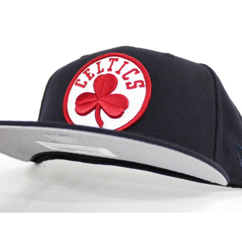 BOSTON CELTICS New Era 59Fifty Fitted Hat (Red Sox Color Way Navy Red Gray Under Brim) 7