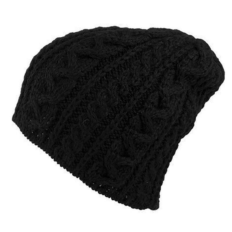 Highland 2000 English Wool Oversized Beanie Hat – Black 1-Size
