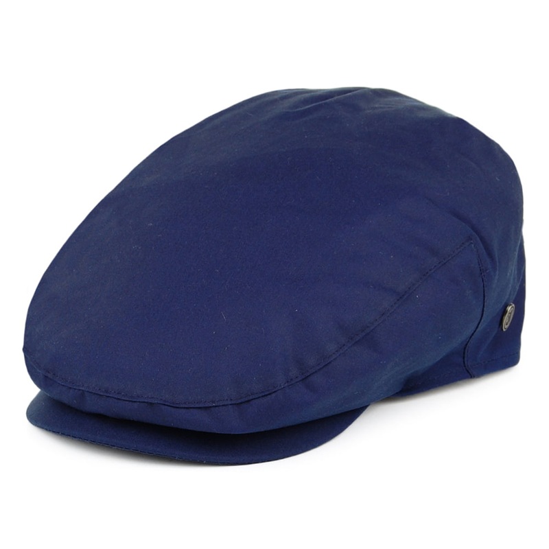 Jaxon & James British Millerain Waxed Cotton Flat Cap – Navy Blue S
