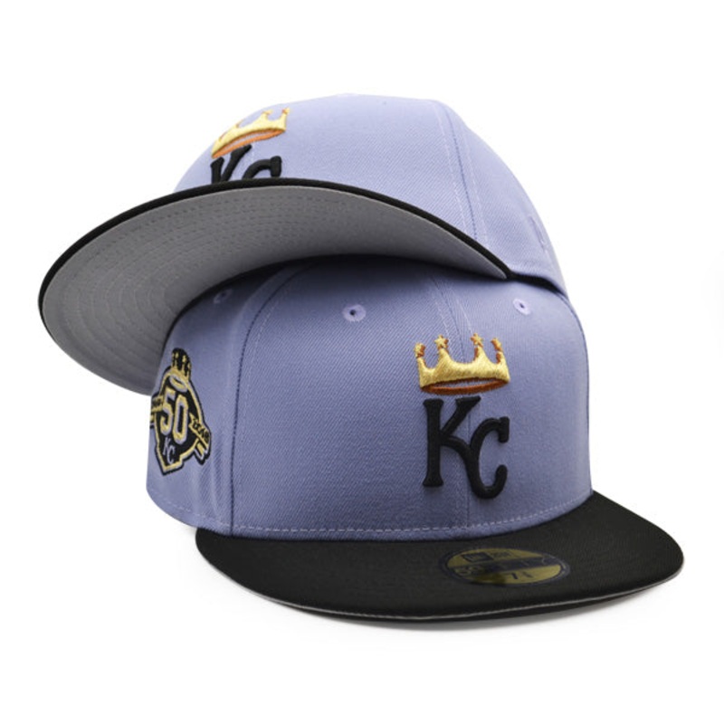 Kansas City Royals 50th Anniversary Exclusive New Era 59Fifty Fitted Hat – Lavender/Black 7