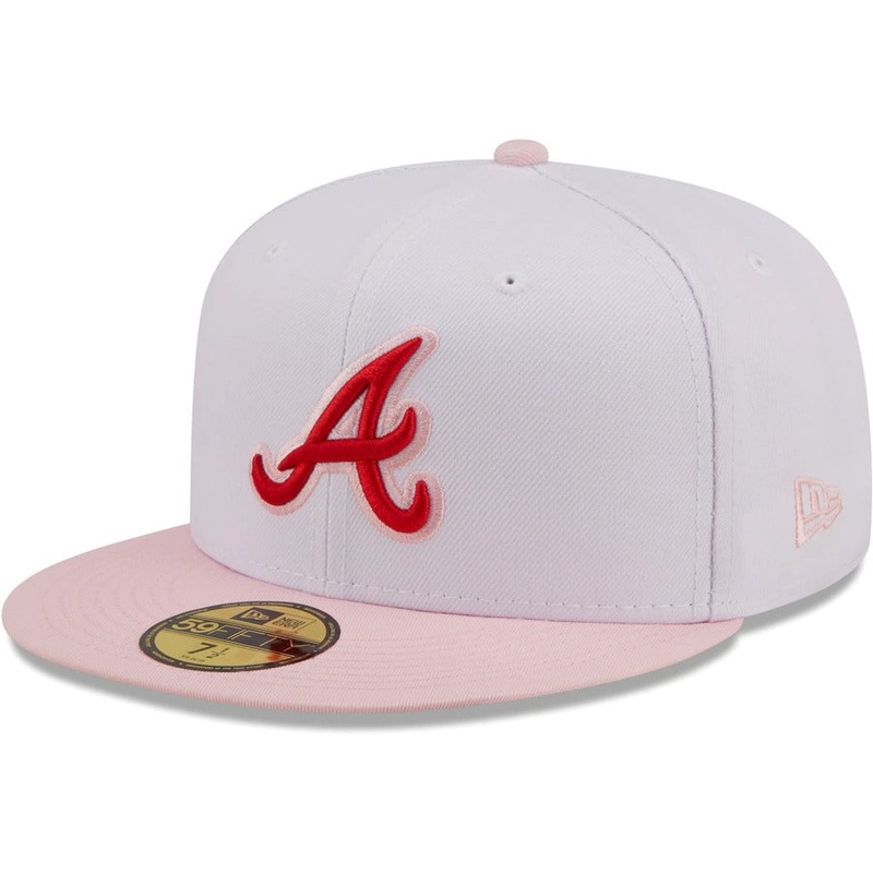 New Era Atlanta Braves White/Pink Scarlet Undervisor 59FIFTY Fitted Hat
