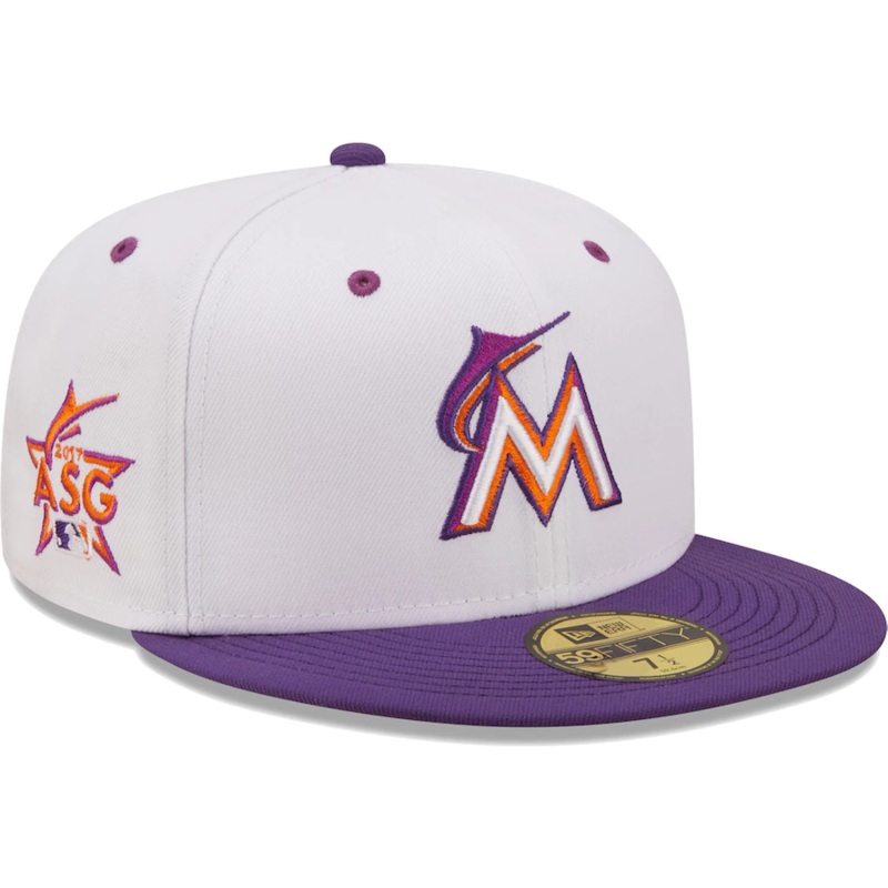 New Era Miami Marlins White/Purple 2017 All-Star Game Grape Lolli 59FIFTY Fitted Hat