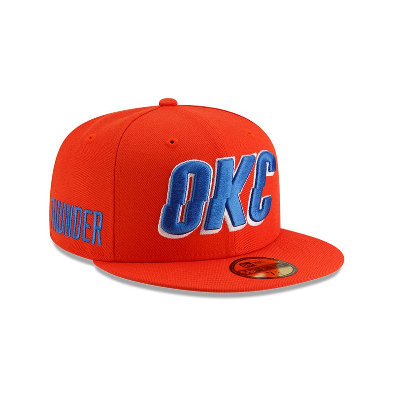 Oklahoma City Thunder New Era Jersey Hook Statement Edition 59Fifty Fitted Hat – Orange 7