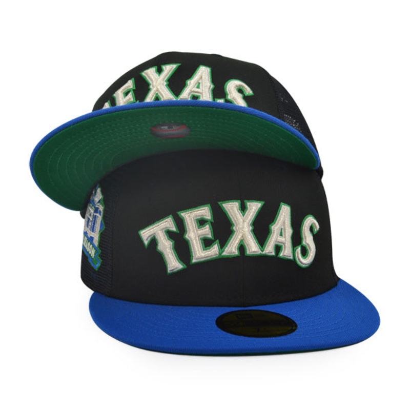 Texas Rangers FINAL SEASON Exclusive New Era 59Fifty Mesh Fitted Hat – Black/Blue Azure 6 7/8