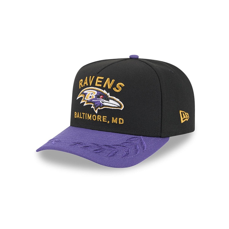 Baltimore Ravens New Era 2025 NFL Draft A-Frame 9FIFTY Snapback Hat – Black/Purple