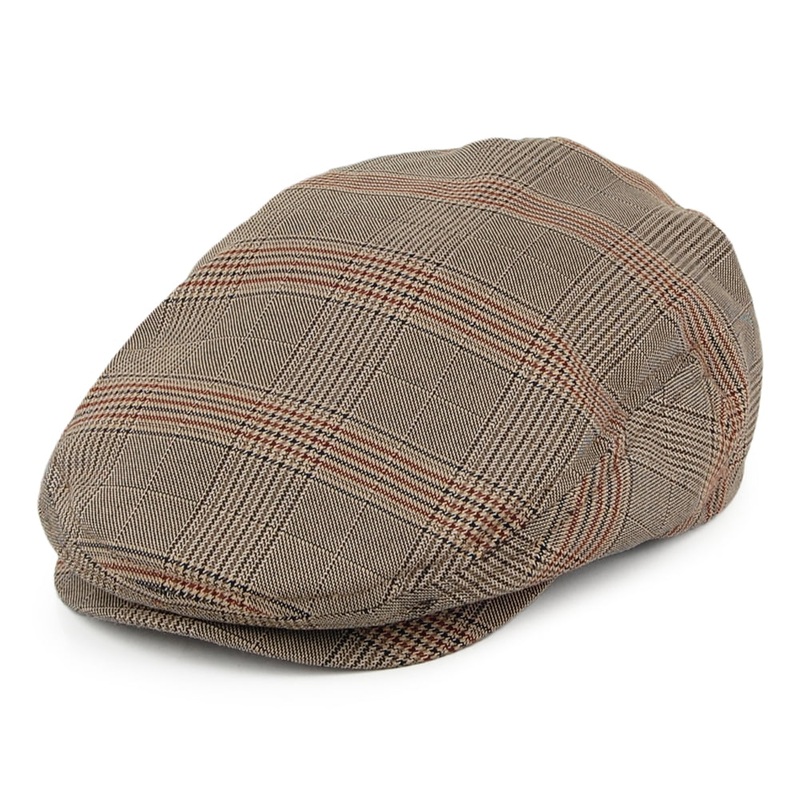 Brixton Hats Hooligan Lightweight Windowpane Flat Cap – Beige-Multi Small-56cm