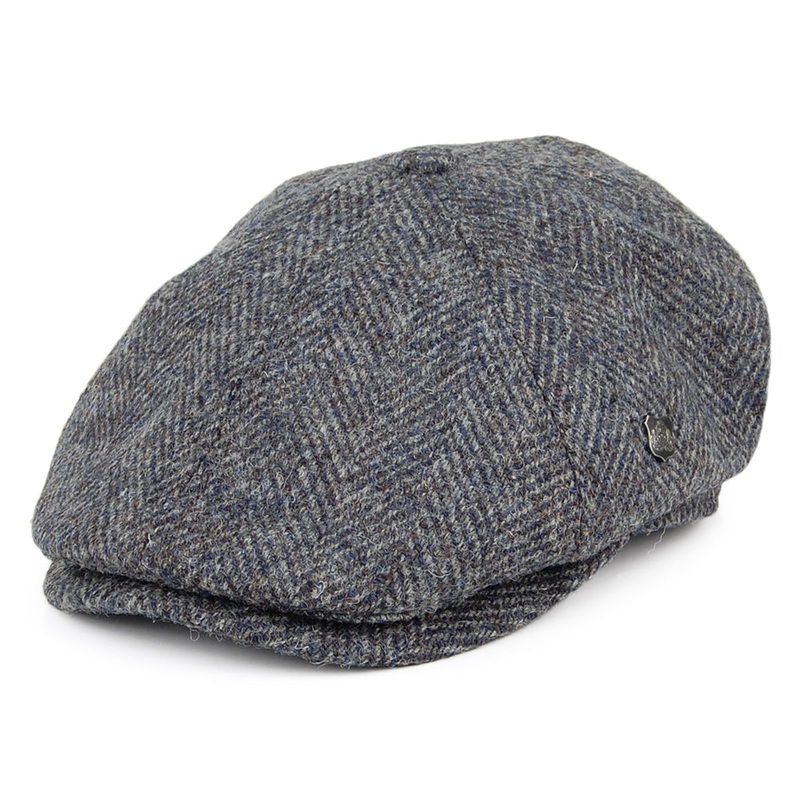 Failsworth Hats HARRIS TWEED Herringbone Hudson Newsboy Cap – Blue-Grey 55