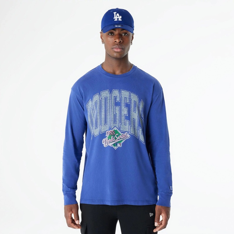 LA Dodgers Oversized Essential Dark Blue Oversized Long Sleeve T-Shirt S
