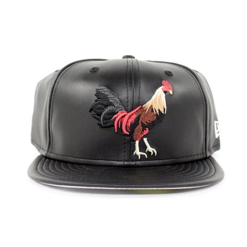 ROOSTER New Era 59Fifty Fitted Hat (Black Vigan Leather Gray Under Brim) 6 7/8