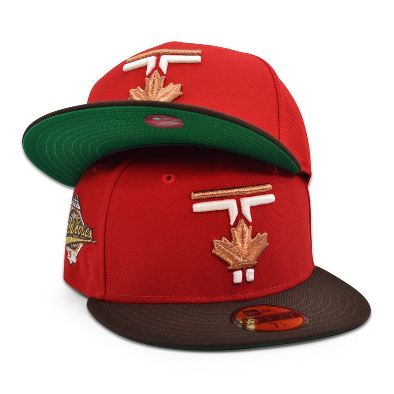 Toronto Blue Jays “ALWAYS FRESH” Exclusive New Era 59Fifty Fitted Hat – Scarlet/Burntwood 6 7/8