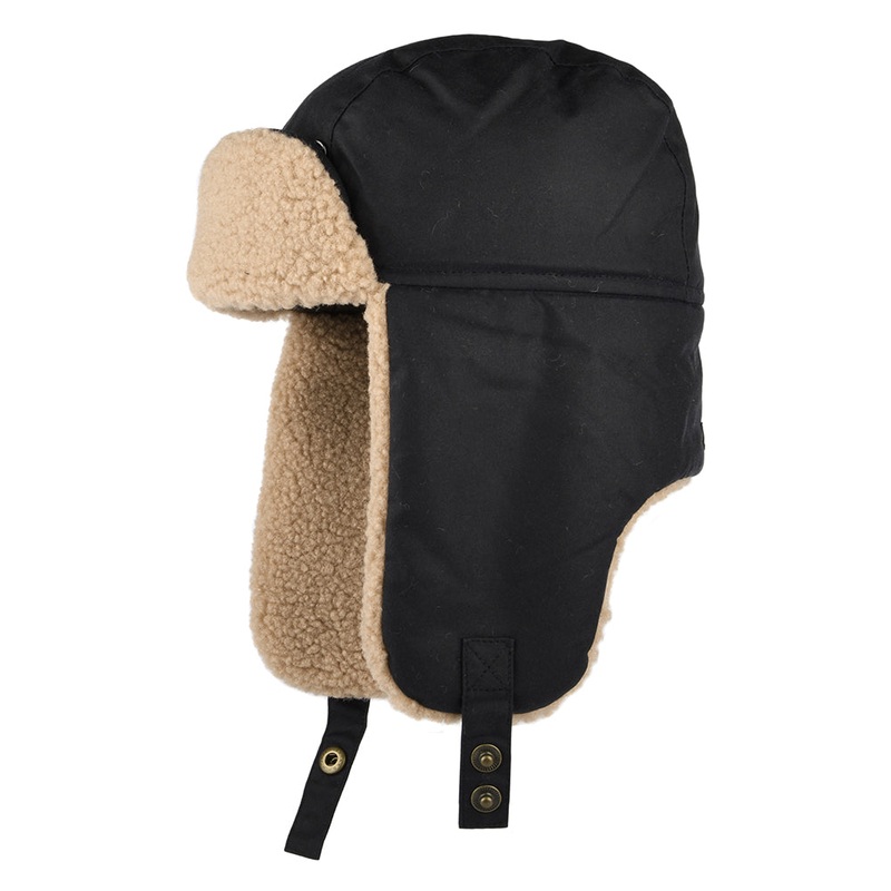 Barbour Hats Morar Waxed Cotton Trapper Hat – Navy Blue S