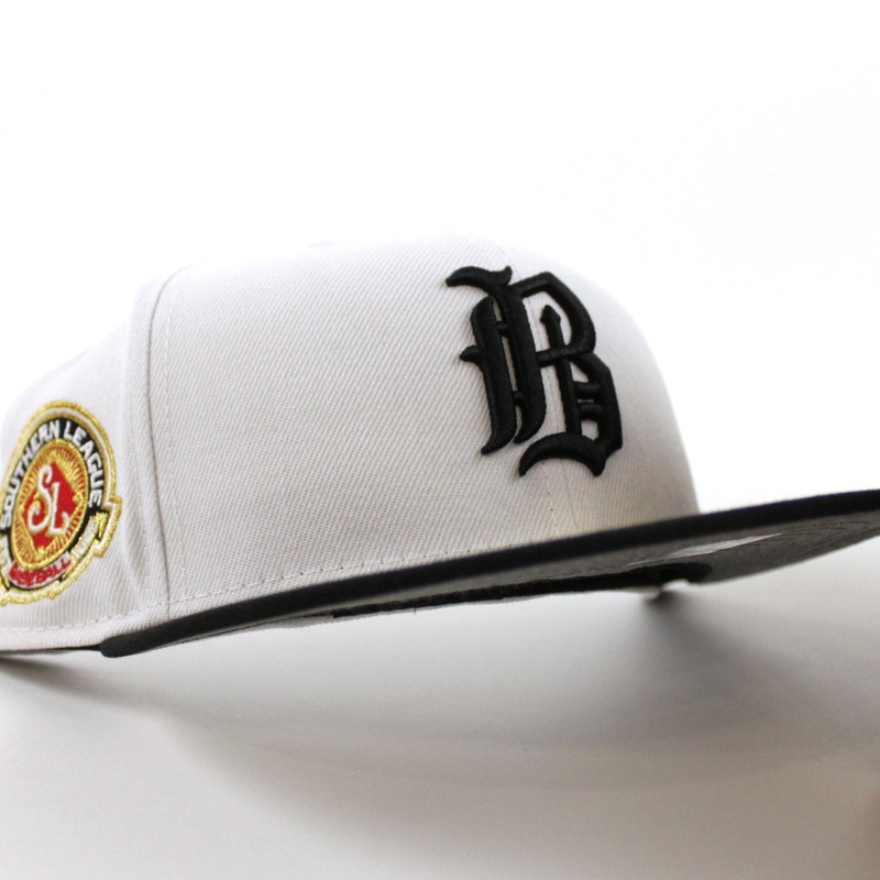 Birmingham Barons Southern League Patch New Era 59Fifty Fitted hat (White Black 3M REFLECTIVE UNDER BRIM) 7
