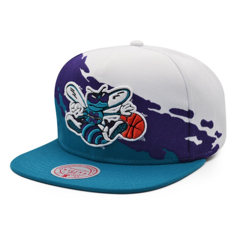 Charlotte Hornets NBA Mitchell & Ness PAINTBRUSH Snapback Hat – Teal/Purple