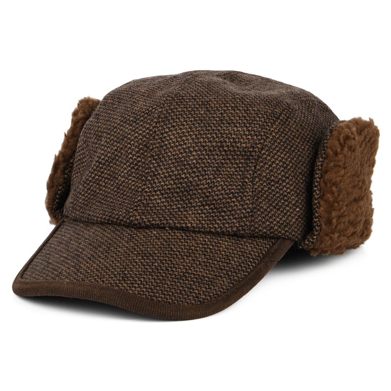Dorfman Pacific Hats Nail-Head Winter Baseball Cap with Earflaps – Brown M
