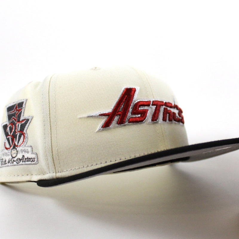 Houston Astros 35 Great Years New Era 59Fifty Fitted Hat (Chrome White Black Gray Under Brim) 6 7/8