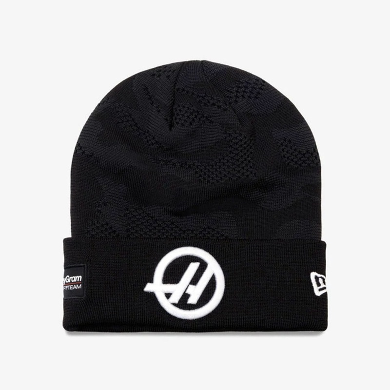 MoneyGram Haas F1 Camo Black Cuff Knit Beanie Hat OSFM