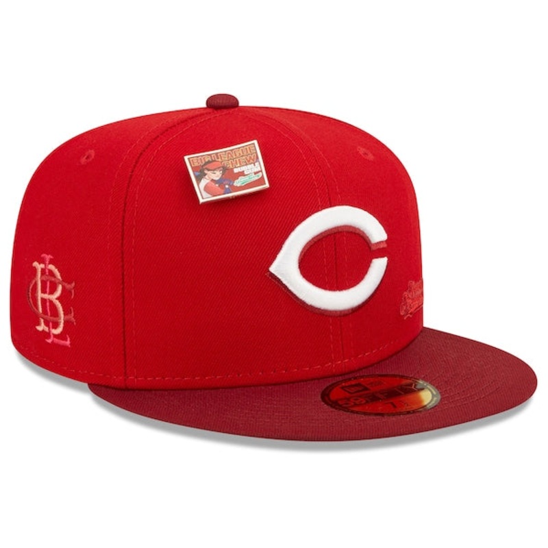 New Era MLB x Big League Chew  Cincinnati Reds Slammin’ Strawberry Flavor Pack 59FIFTY Fitted Hat – Scarlet/Cardinal